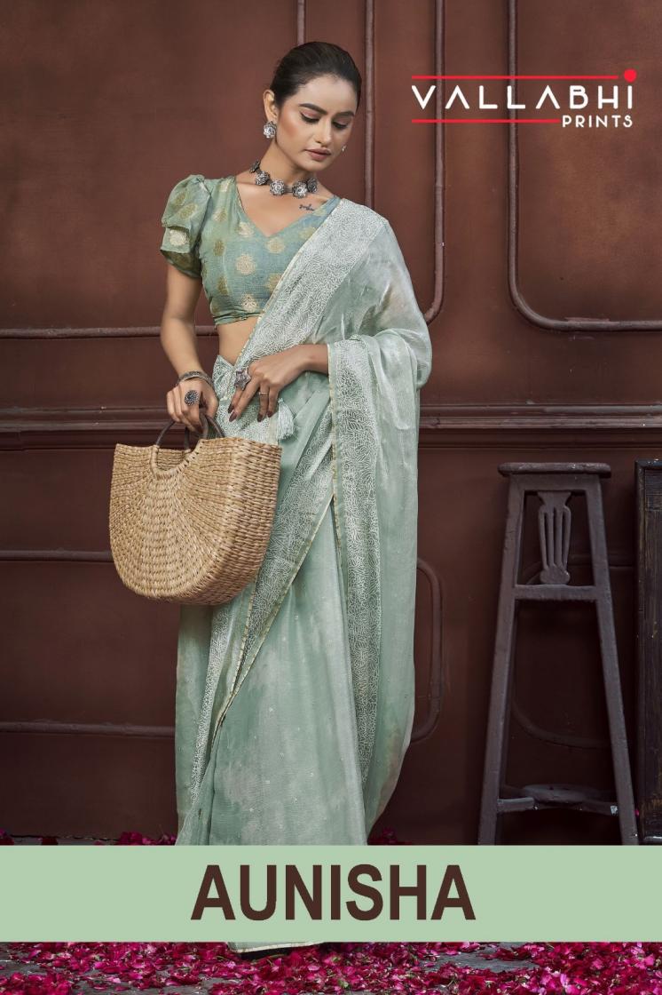 VALLABHI PRINTS PRESENTS AUNISHA PARTY WEAR CHIFFON SATIN SAREE