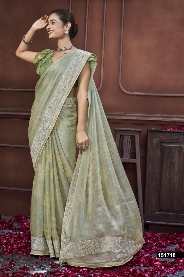 VALLABHI PRINTS PRESENTS AUNISHA PARTY WEAR CHIFFON SATIN SAREE
