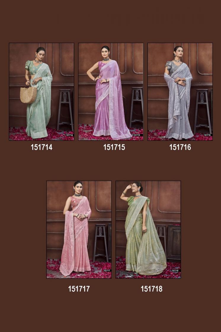 VALLABHI PRINTS PRESENTS AUNISHA PARTY WEAR CHIFFON SATIN SAREE