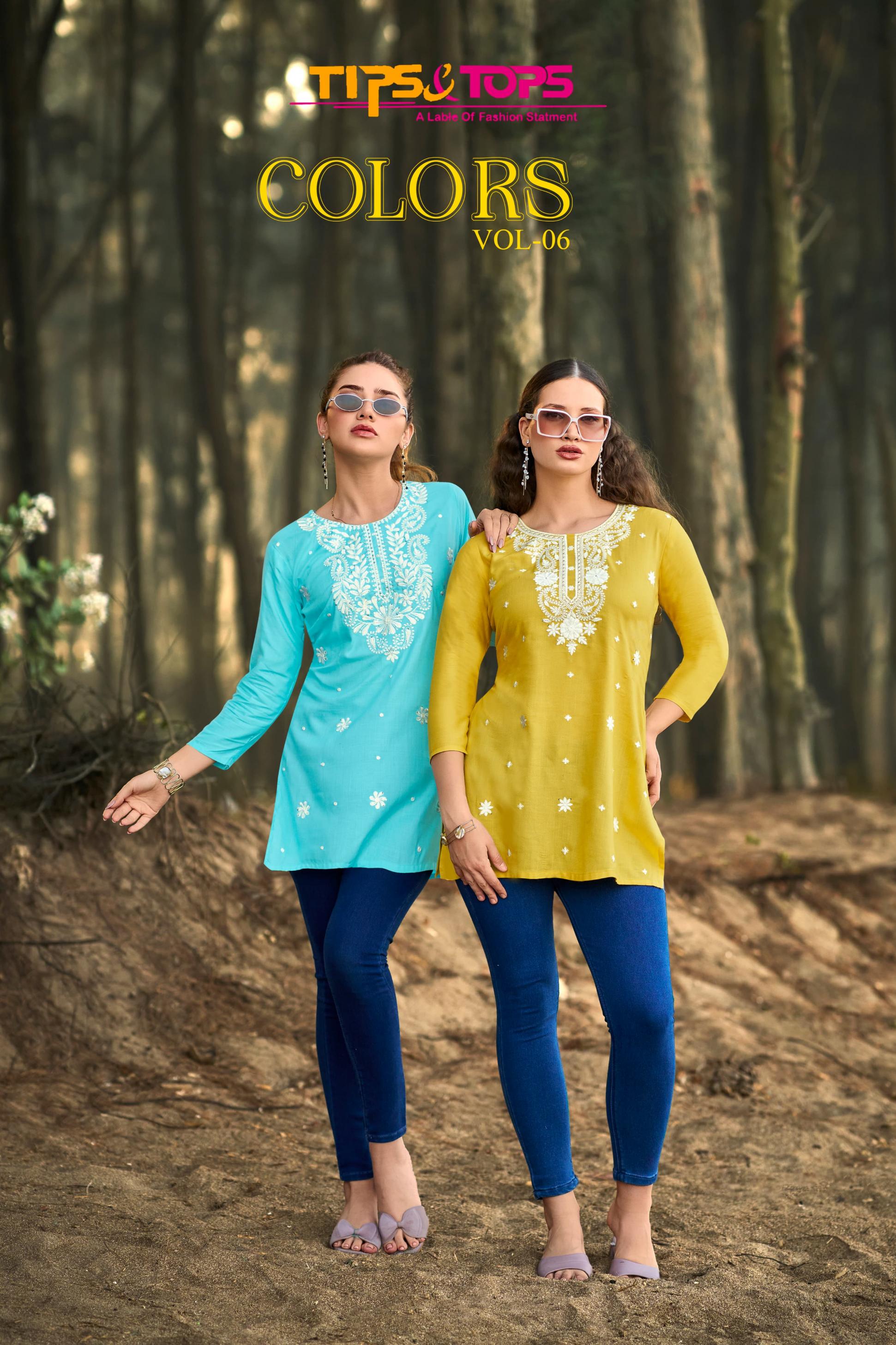 COLORS VOL 6 BY TIPS AND TOPS RAYON READYMADE CLASSIC TOPS FOR WOMENS