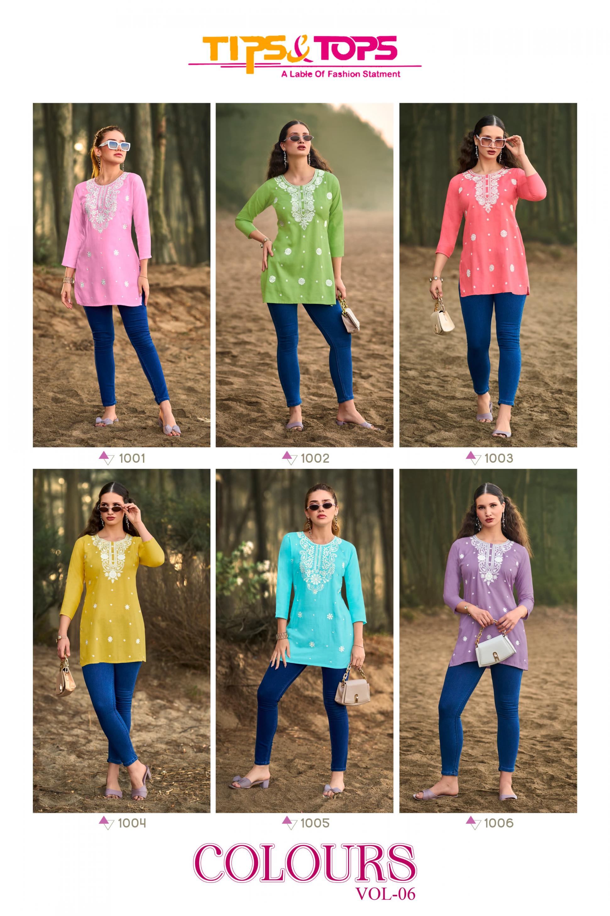 COLORS VOL 6 BY TIPS AND TOPS RAYON READYMADE CLASSIC TOPS FOR WOMENS