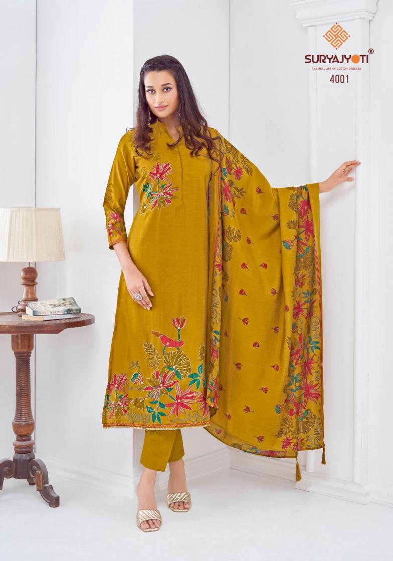 PRABHA VOL 4 BY SURYJYOTI MODAL DISCHARGE PRINT UNSTITCH 3PCS DRESS ONLINE