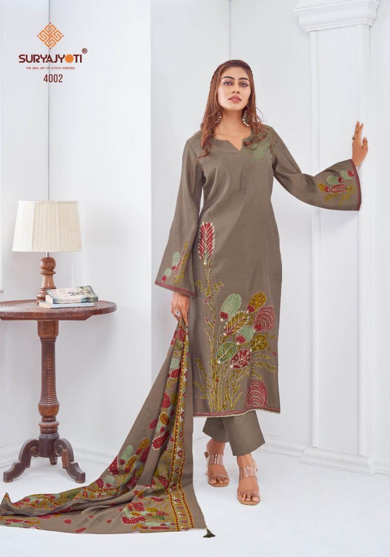 PRABHA VOL 4 BY SURYJYOTI MODAL DISCHARGE PRINT UNSTITCH 3PCS DRESS ONLINE