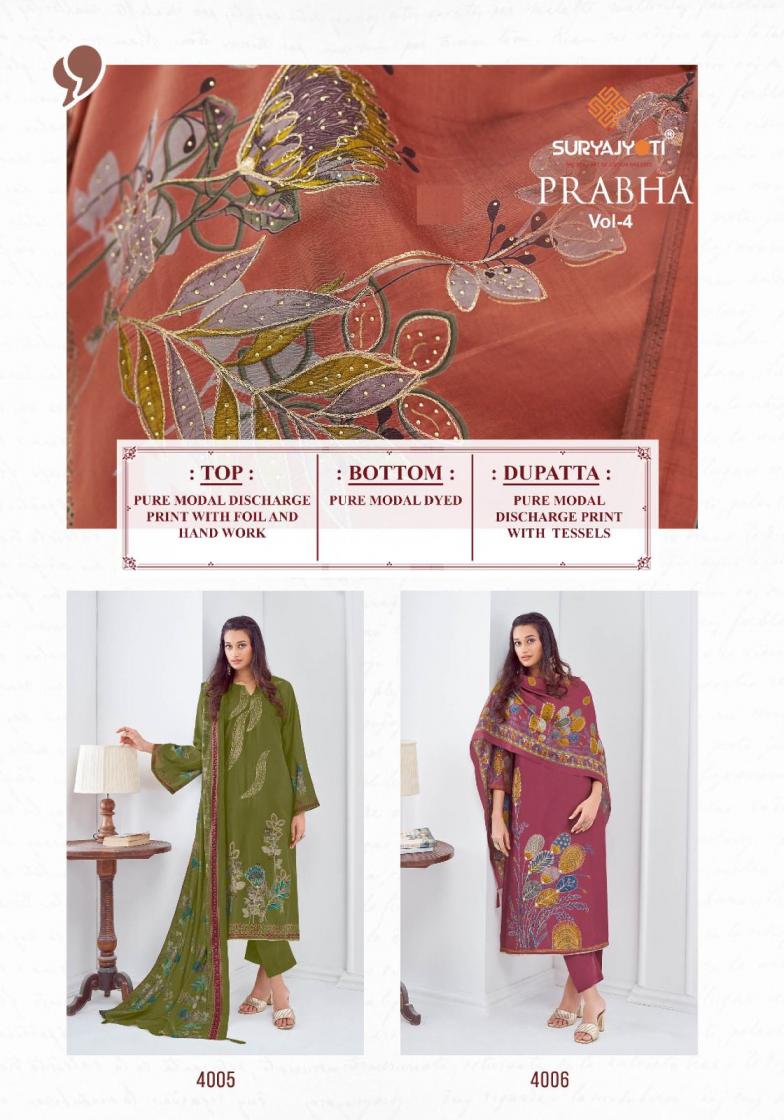 PRABHA VOL 4 BY SURYJYOTI MODAL DISCHARGE PRINT UNSTITCH 3PCS DRESS ONLINE