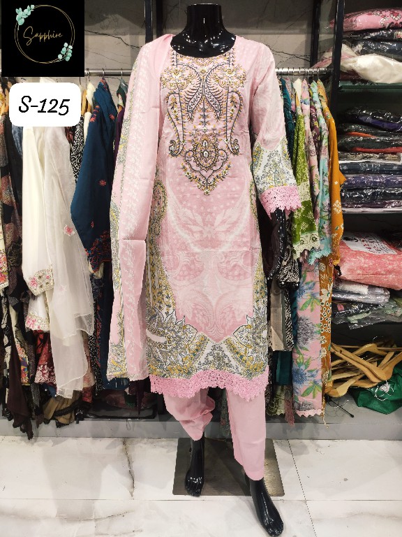 SAPPHIRE D.NO 125 WHOLESALE READYMADE LAWN EMBROIDERED BEAUTIFUL 3 PCS SUITS SUPPLIER