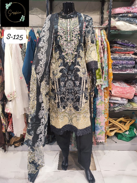 SAPPHIRE D.NO 125 WHOLESALE READYMADE LAWN EMBROIDERED BEAUTIFUL 3 PCS SUITS SUPPLIER