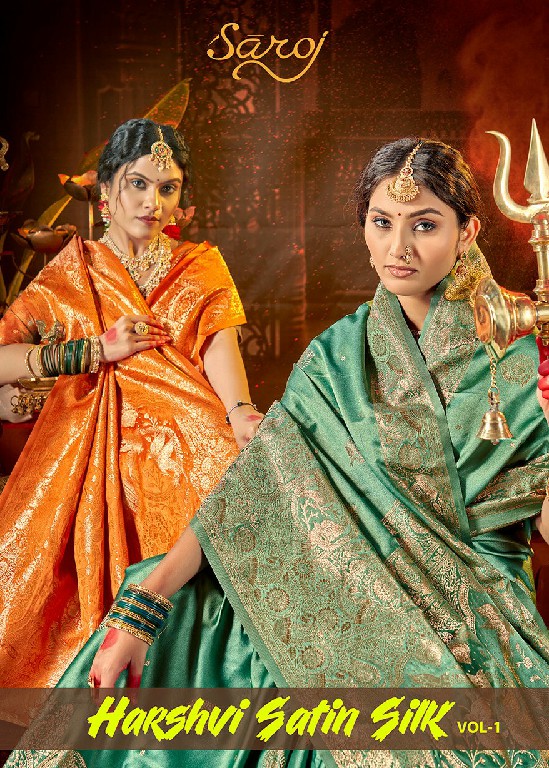 SAROJ HARSHVI SATIN SILK VOL 1 WHOLESALE PURE SATIN SILK GORGEOUS LOOK INDIAN SAREES FOR WOMEN ONLINE