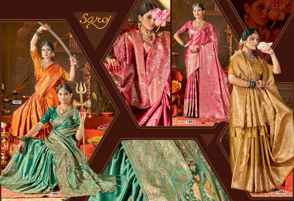 SAROJ HARSHVI SATIN SILK VOL 1 WHOLESALE PURE SATIN SILK GORGEOUS LOOK INDIAN SAREES FOR WOMEN ONLINE