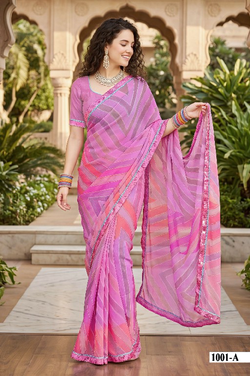 VALLABHI PRINTS VAIDEHI WHOLESALE WEIGHTLESS FABRIC LEHERIYA PRINT SAREES FOR WOMEN EXPORTER