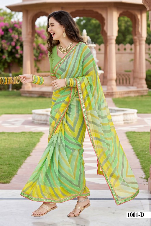 VALLABHI PRINTS VAIDEHI WHOLESALE WEIGHTLESS FABRIC LEHERIYA PRINT SAREES FOR WOMEN EXPORTER