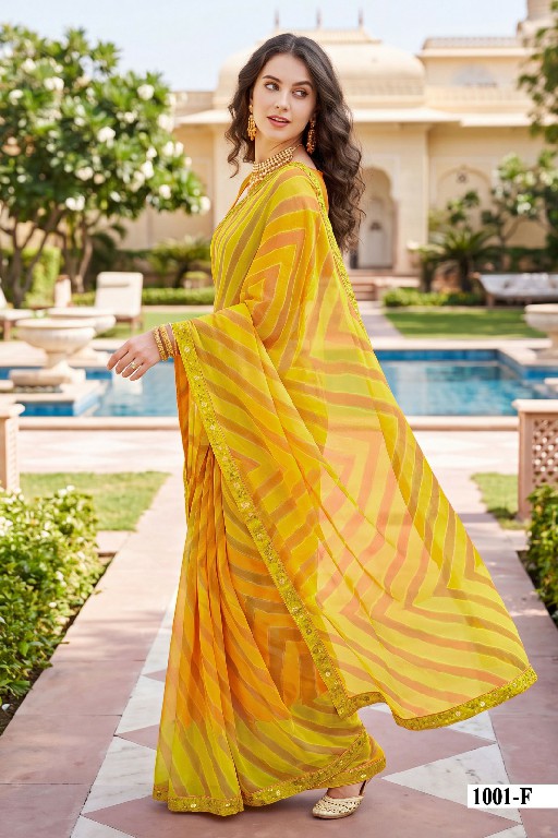 VALLABHI PRINTS VAIDEHI WHOLESALE WEIGHTLESS FABRIC LEHERIYA PRINT SAREES FOR WOMEN EXPORTER