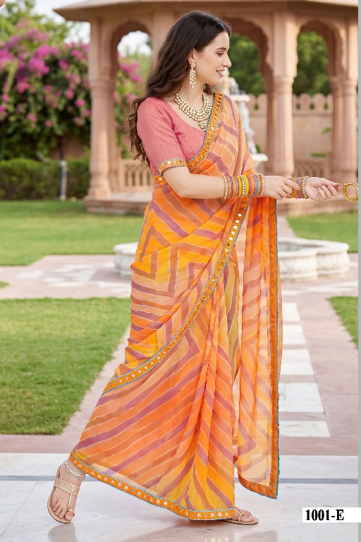 VALLABHI PRINTS VAIDEHI WHOLESALE WEIGHTLESS FABRIC LEHERIYA PRINT SAREES FOR WOMEN EXPORTER