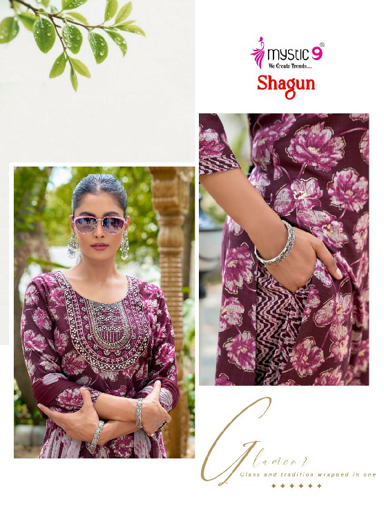 MYSTIC 9 SHAGUN VOL 30 WHOLESALE READYMADE RAYON CAPSULE FOIL PRINT TRENDY 3 PCS SUITS SUPPLIER