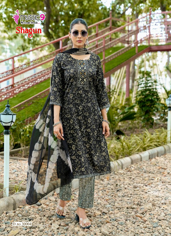 MYSTIC 9 SHAGUN VOL 30 WHOLESALE READYMADE RAYON CAPSULE FOIL PRINT TRENDY 3 PCS SUITS SUPPLIER