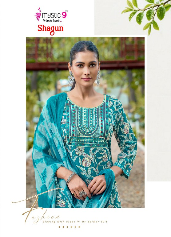 MYSTIC 9 SHAGUN VOL 30 WHOLESALE READYMADE RAYON CAPSULE FOIL PRINT TRENDY 3 PCS SUITS SUPPLIER