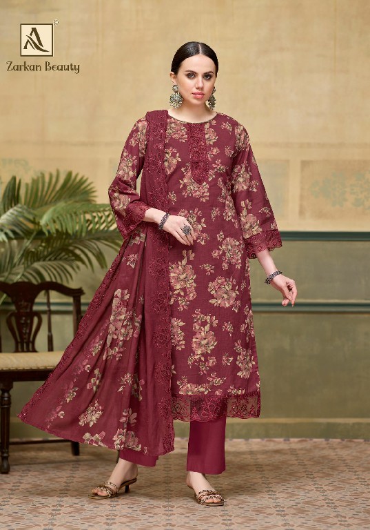 ALOK SUIT ZARKAN BEAUTY WHOLESALE CAMBRIC COTTON FLORAL PRINT WITH FANCY WORK UNSTITCH SALWAR SUITS ONLINE