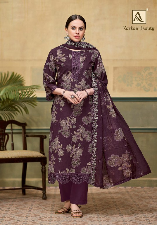 ALOK SUIT ZARKAN BEAUTY WHOLESALE CAMBRIC COTTON FLORAL PRINT WITH FANCY WORK UNSTITCH SALWAR SUITS ONLINE