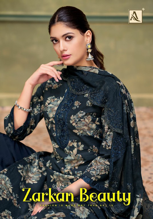 ALOK SUIT ZARKAN BEAUTY WHOLESALE CAMBRIC COTTON FLORAL PRINT WITH FANCY WORK UNSTITCH SALWAR SUITS ONLINE