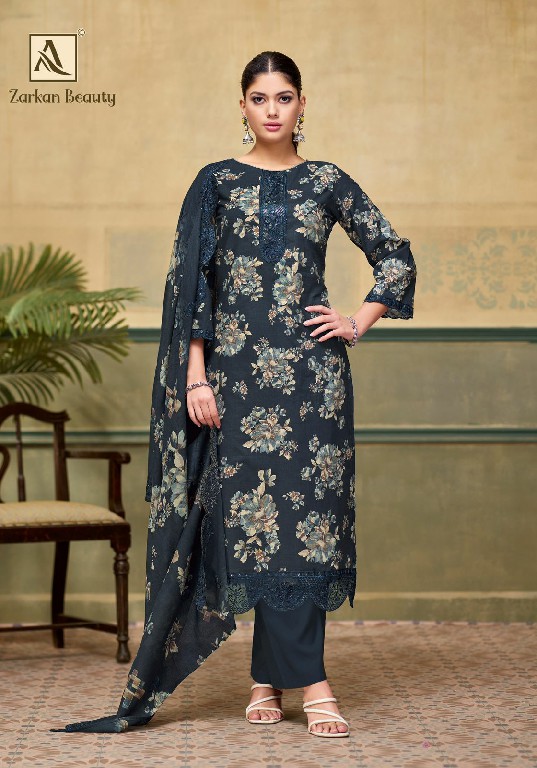 ALOK SUIT ZARKAN BEAUTY WHOLESALE CAMBRIC COTTON FLORAL PRINT WITH FANCY WORK UNSTITCH SALWAR SUITS ONLINE