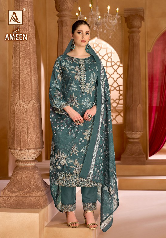ALOK SUIT AMEEN WHOLESALE PURE ZAM COTTON DESIGNER UNSTITCH SALWAR SUITS EXPORTER