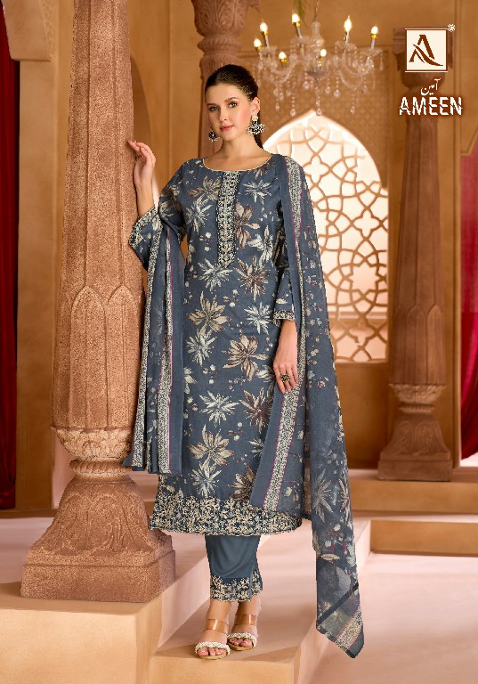 ALOK SUIT AMEEN WHOLESALE PURE ZAM COTTON DESIGNER UNSTITCH SALWAR SUITS EXPORTER