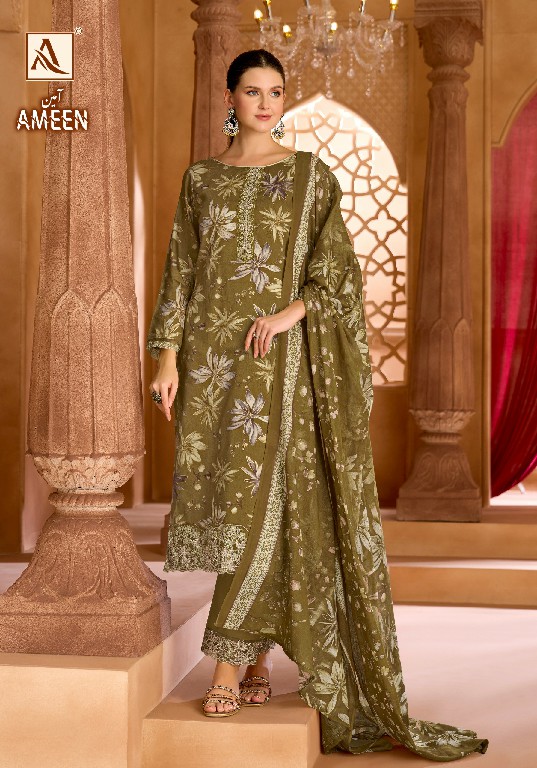 ALOK SUIT AMEEN WHOLESALE PURE ZAM COTTON DESIGNER UNSTITCH SALWAR SUITS EXPORTER