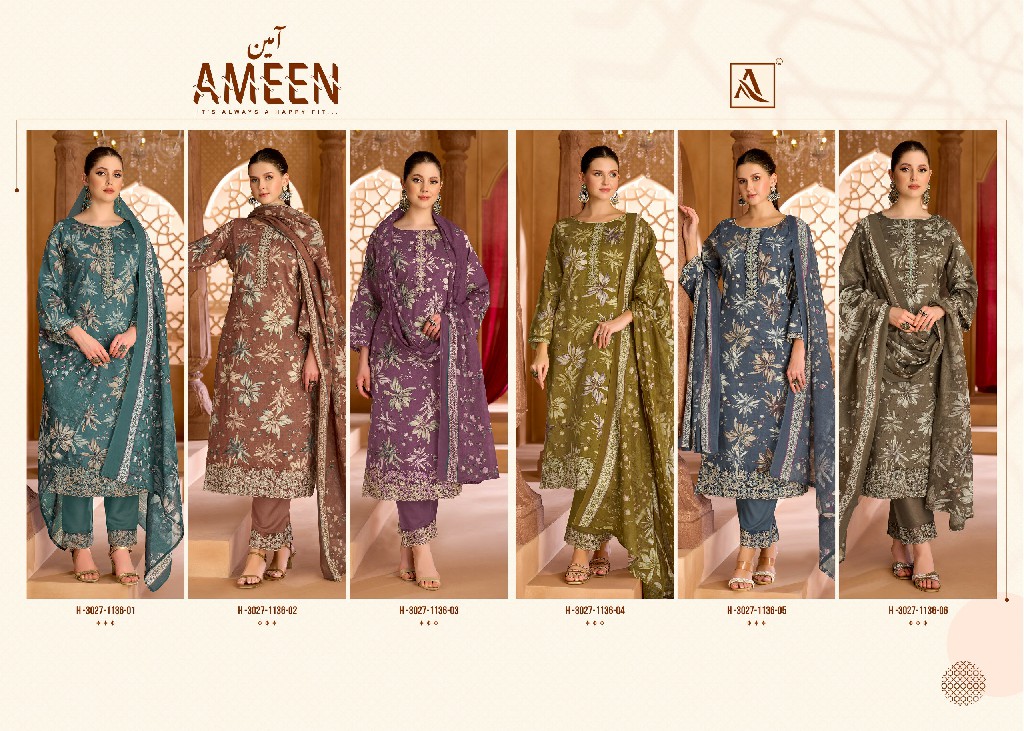ALOK SUIT AMEEN WHOLESALE PURE ZAM COTTON DESIGNER UNSTITCH SALWAR SUITS EXPORTER