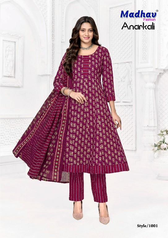 MADHAV FASHION ANARKALI VOL 1 WHOLESALE READYMADE COTTON DAILY WEAR ANARKALI 3 PCS SUITS FOR EXPORT