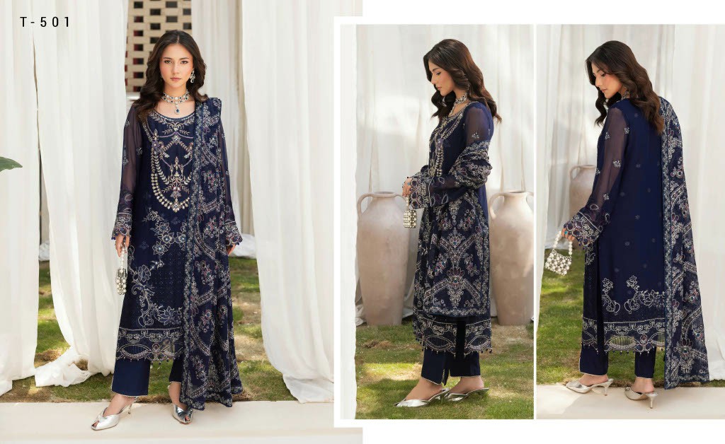 RAMSHA DASTAN VOL 5 WHOLESALE CHIFFON ORIGINAL PAKISTANI UNSTITCH SALWAR SUITS EXPORTER