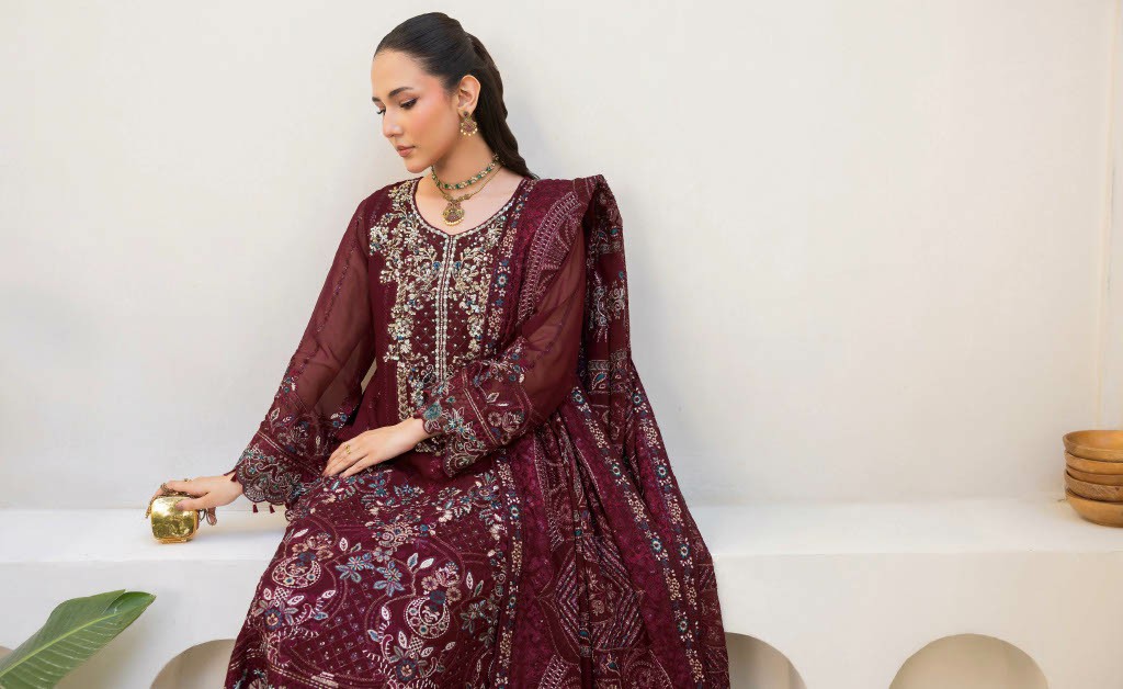 RAMSHA DASTAN VOL 5 WHOLESALE CHIFFON ORIGINAL PAKISTANI UNSTITCH SALWAR SUITS EXPORTER