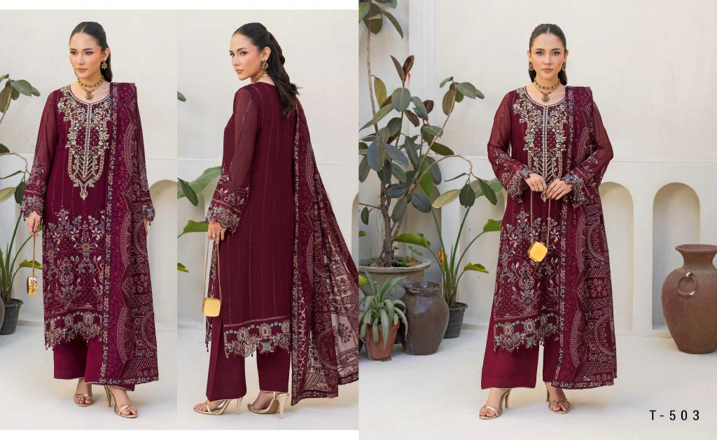 RAMSHA DASTAN VOL 5 WHOLESALE CHIFFON ORIGINAL PAKISTANI UNSTITCH SALWAR SUITS EXPORTER
