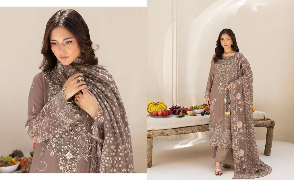 RAMSHA DASTAN VOL 5 WHOLESALE CHIFFON ORIGINAL PAKISTANI UNSTITCH SALWAR SUITS EXPORTER