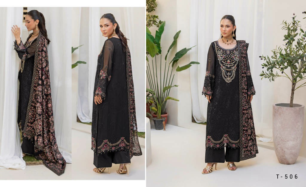 RAMSHA DASTAN VOL 5 WHOLESALE CHIFFON ORIGINAL PAKISTANI UNSTITCH SALWAR SUITS EXPORTER