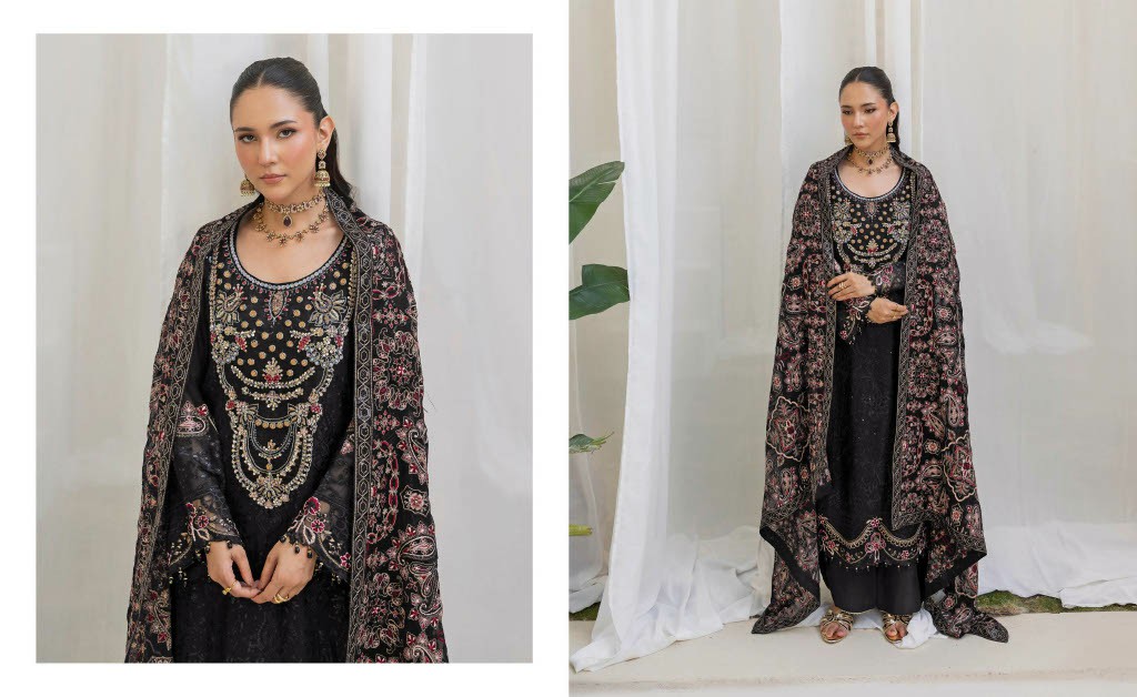 RAMSHA DASTAN VOL 5 WHOLESALE CHIFFON ORIGINAL PAKISTANI UNSTITCH SALWAR SUITS EXPORTER