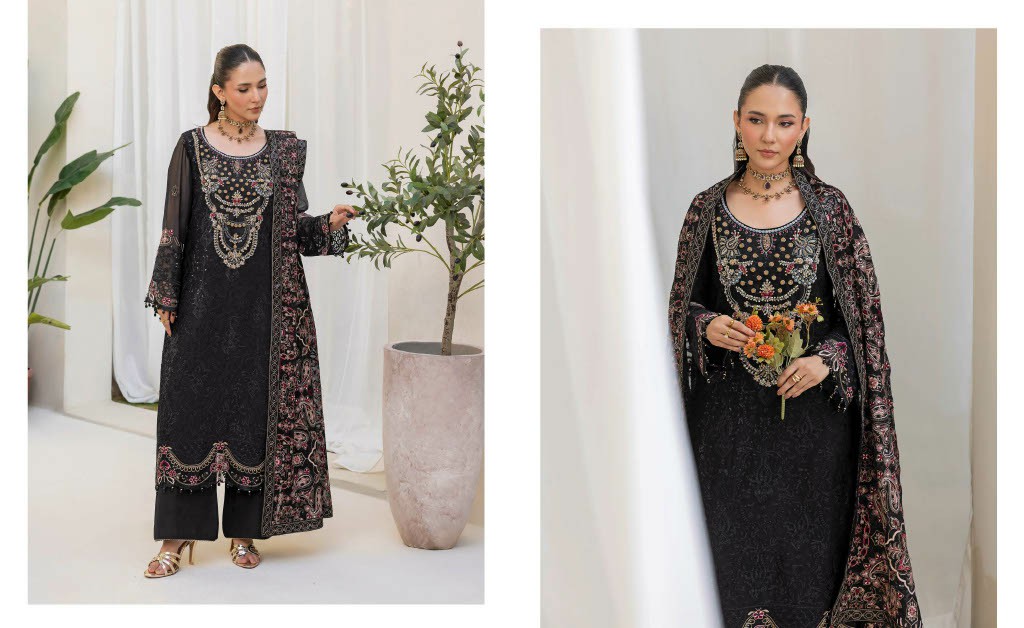 RAMSHA DASTAN VOL 5 WHOLESALE CHIFFON ORIGINAL PAKISTANI UNSTITCH SALWAR SUITS EXPORTER