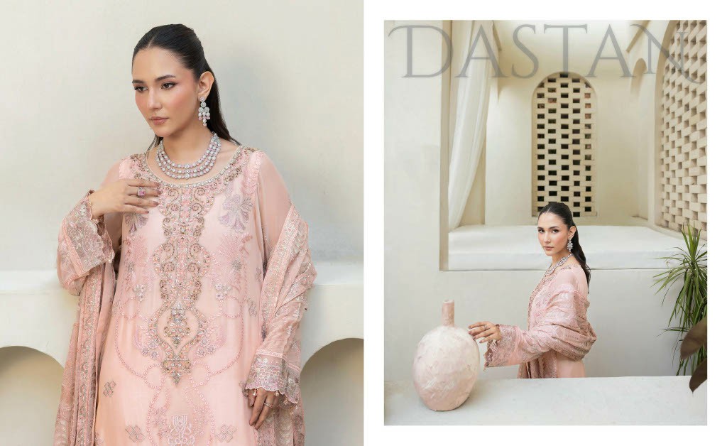 RAMSHA DASTAN VOL 5 WHOLESALE CHIFFON ORIGINAL PAKISTANI UNSTITCH SALWAR SUITS EXPORTER