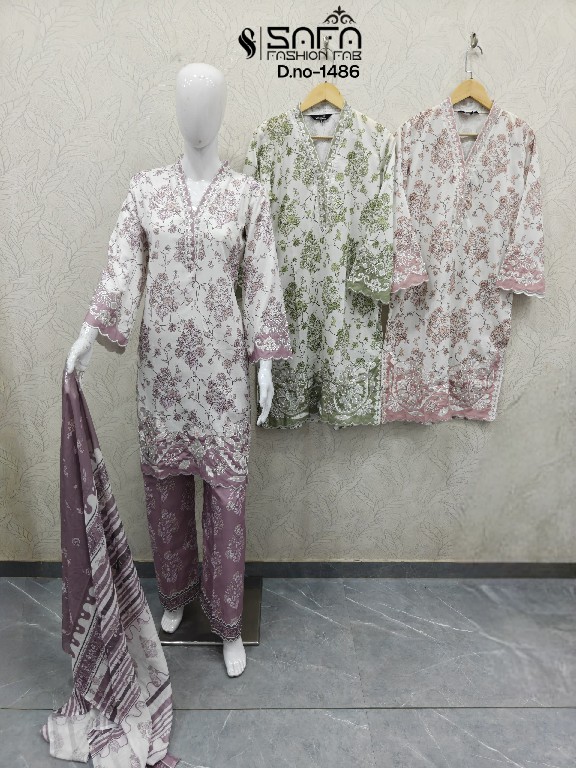 SAFA FASHION D.NO 1486 WHOLESALE READYMADE SOFT COTTON FORMAL WEAR 3 PCS COMBO SET SUITS EXPORTER