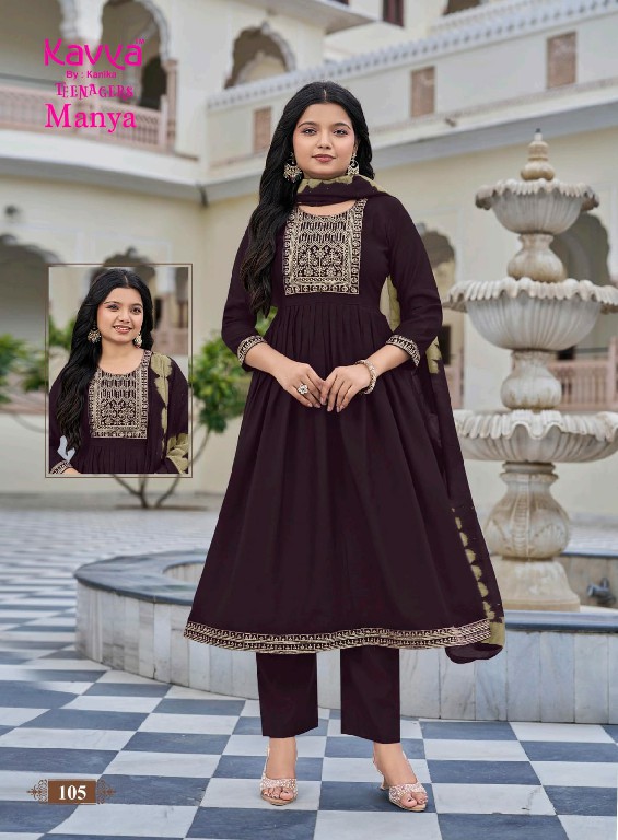 KAVYA MANYA VOLO 1 WHOLESALE READYMADE VETICAN UMBRELLA CUT 3 PCS SUITS FOR TEENAGER GIRLS SUPPLIER