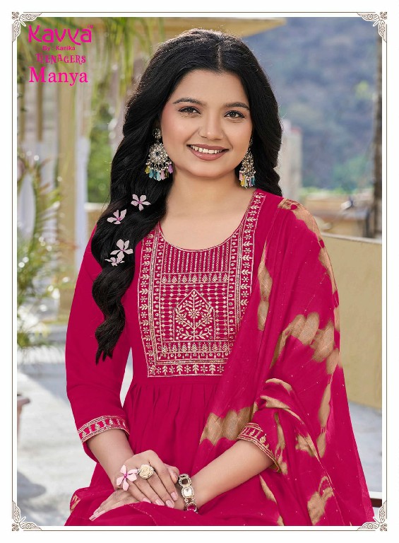 KAVYA MANYA VOLO 1 WHOLESALE READYMADE VETICAN UMBRELLA CUT 3 PCS SUITS FOR TEENAGER GIRLS SUPPLIER