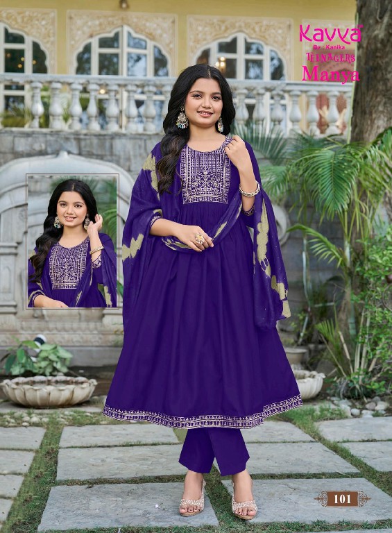KAVYA MANYA VOLO 1 WHOLESALE READYMADE VETICAN UMBRELLA CUT 3 PCS SUITS FOR TEENAGER GIRLS SUPPLIER