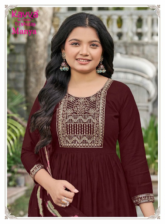 KAVYA MANYA VOLO 1 WHOLESALE READYMADE VETICAN UMBRELLA CUT 3 PCS SUITS FOR TEENAGER GIRLS SUPPLIER