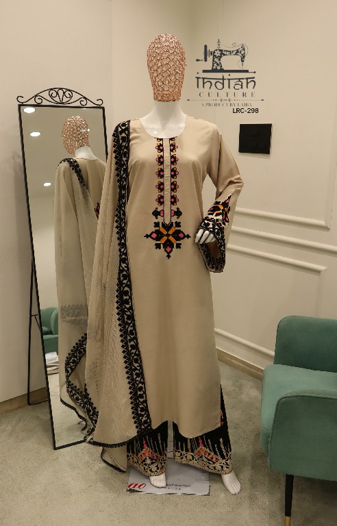 INDIAN CLUTURE D.NO LRC-298 WHOLESALE READYMADE PURE COTTON SLUB FANCY PAKISTANI 3 PCS SUITS FOR EXPORT