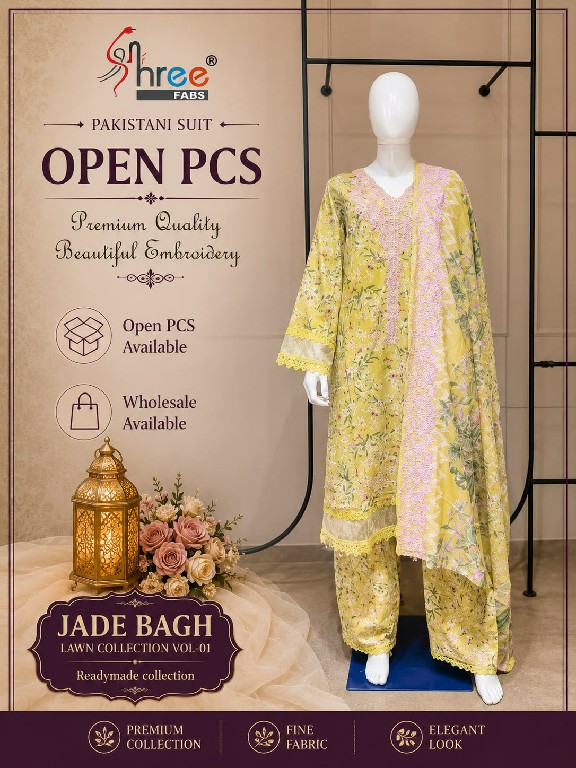 SHREE FABS JADE BAGH LAWN COLLECTION VOL 1 WHOLESALE READYMADE PURE COTTON CHIKANKARI WORK 3 PCS SUITS EXPORTER
