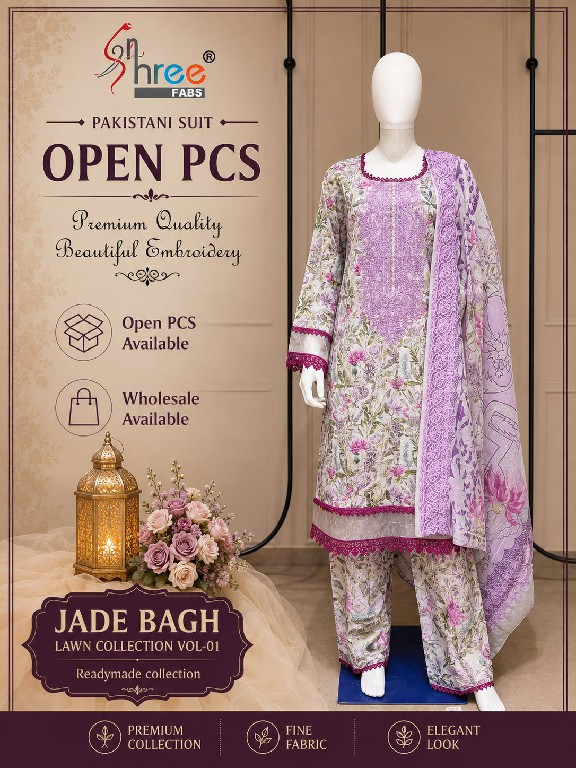 SHREE FABS JADE BAGH LAWN COLLECTION VOL 1 WHOLESALE READYMADE PURE COTTON CHIKANKARI WORK 3 PCS SUITS EXPORTER