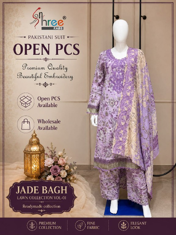 SHREE FABS JADE BAGH LAWN COLLECTION VOL 1 WHOLESALE READYMADE PURE COTTON CHIKANKARI WORK 3 PCS SUITS EXPORTER