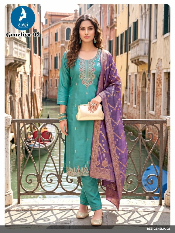 KAYA GENELIA WHOLESALE READYMADE ROMAN GLASS BIG SIZE FESTIVE WEAR 3 PCS COMBO SET SUITS EXPORTER