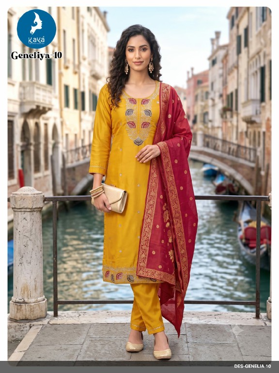 KAYA GENELIA WHOLESALE READYMADE ROMAN GLASS BIG SIZE FESTIVE WEAR 3 PCS COMBO SET SUITS EXPORTER