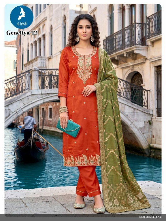 KAYA GENELIA WHOLESALE READYMADE ROMAN GLASS BIG SIZE FESTIVE WEAR 3 PCS COMBO SET SUITS EXPORTER