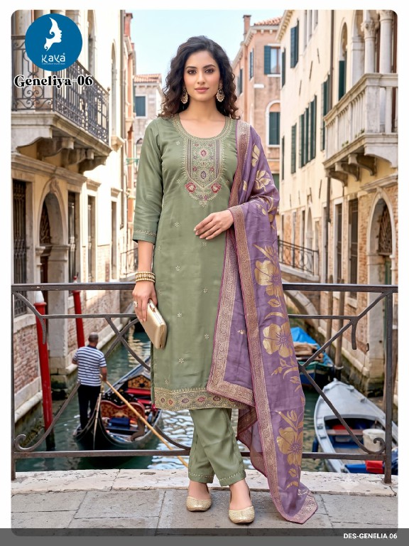 KAYA GENELIA WHOLESALE READYMADE ROMAN GLASS BIG SIZE FESTIVE WEAR 3 PCS COMBO SET SUITS EXPORTER