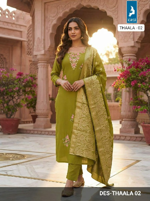 KAYA EHAALA WHOLESALE READYMADE VERTICAN SILK BIG SIZE STUNNING LOOK 3 PCS COMBO SET SUITS SUPPLIER